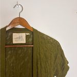 Anthropologie Angel of the North Olive Green Open-Front Knit Crochet Cardigan Photo 2