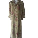 Virgo Petite M Vintage 90s Green Floral Chiffon Church Feminine Maxi Dress Size M Photo 1