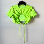 SKIMS  Swim Ruched T-Shirt Crop Top Neon Green S Photo 3