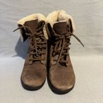 UGG  Zea Brown Leather Shearling Women's Wedge Lace-Up Boots size 9 Photo 1