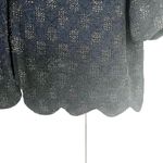 Ming Wang Sapphire scalloped edge gold thread knit cardigan sweater jacket L Photo 2