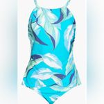 Jantzen  Audrey High Neck Mio Two-Piece Swimsuit Blue Jungle Foliage Size 6 NWT Photo 2