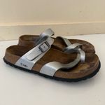 Birkenstock  Betula Mayari silver Birko-flor toe loop slide sandals SZ 9 Narrow Photo 2