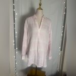 Gap 100% Linen Pink Striped V-Neck Tunic Top Small — Lightweight Summer Photo 6