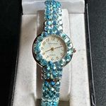 Vintage Vernier Baby Blue Swarovski Crystal Bracelet Watch Photo 1