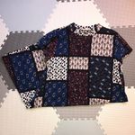 Pink Rose Mock Neck Swing Dress Paisley Boho Print Patchwork Jewel Tones Relaxed Photo 2