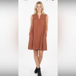Flawless  rust color slip on boho dress with pockets size small Photo 7