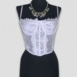 Forever 21 Cropped Top Bustier Cami Corset Sheer Floral Lace Violet/Lavender M Photo 1