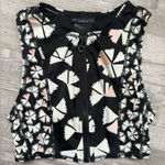 Marc Jacobs Marc by Marc Jacob’s Women’s Sz Small Swim Suit Top Black Zip Up Printed Photo 0