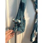 Free People Tuscan Dreams Teal Floral Long Sleeve Tunic Mini Dress Flowy XS Photo 4