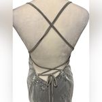 Elegant Slate/Light Grey Backless Dress Detailed w/Sequins BRAND NEW NEVER WORN Silver Size M Photo 3