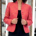 Linda Allard Ellen Tracy Pink Gold Asian Jacquard Paisley Jacket Size 4 Photo 0