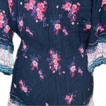 Mudd  Floral Short Sleeve Romper Navy Blue Pink Size Medium Photo 2