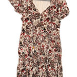 Cato  Paisley Floral Tassel pocket v neck dress‎ metallic cream red size medium Photo 0