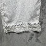 Joie  Cropped Pants 100% Linen White M Drawstring Capri Lace Trim Beach Resort Photo 5