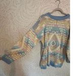80's Vintage Pastel Geometric Lurex Rainbow Knit Sweater Blue Size XL Photo 4