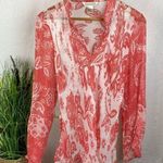 Uniform Orange & White Embellished Sheer Long Sleeve Tunic Top L Size L Photo 0
