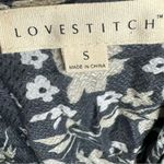 Lovestitch long bell sleeve gray and ivory floral tie front top size small Photo 5