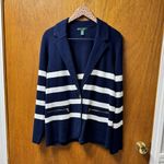 Lauren Ralph Lauren LRL Striped Cotton Knit Sweater Blazer Button Zippers 2X Blue Photo 9