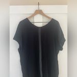 Madewell  Leather Edged Easy Shirt Dress Short Sleeve V-Neck in Black Size XS Photo 5