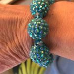 Blue Beaded Stretch Bracelet Retro Disco Trendy Photo 7
