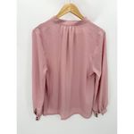Silver Jeans  Co Top Women MEDIUM Pink Long Sleeve Button Snap Lace-Up Blouse Photo 1