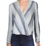 Splendid  Holistay Double Cloth Suprlice Top in Chambray Blue White Stripe XL Photo 0