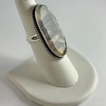 LARGE Fluorite Genuine Stone 925 Sterling Silver Ring Purple Photo 1