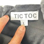 Tic Toc Black Faux Satin Low Cut Crop Top Adjustable Strap Corset Back Size L Photo 6