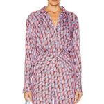 Alexis  pink blue brown geometric retro blouse Photo 2