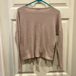 Altar'd State Altar’d‎ State Pink Blush Taupe Thermal Tie Front Button Down Shirt size Medium Photo 4