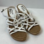 Mudd Y2K Vintage White and Brown Strappy Summer Block Casual Boho Heels Size 8M Photo 0