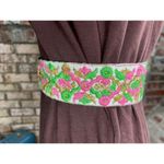 cinch belt embroidered goltone clasp floral pink green hippy Photo 3