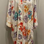 VTG 90s 80s Expressions Ivory White Floral Bathrobe Robe & Cami Mini Slip Dress Size M Photo 0