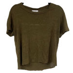 IRO  Green Short Sleeve Lace Back Detail Crop Top Raw Edge Sweater Womens XS Photo 0