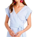 Vineyard Vines Blue White Striped Wrap Tie Blouse Top Shirt Size Small Linen Photo 0