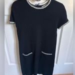 ZARA  SHORT KNIT Black dress with white trim - Size Small Photo 2