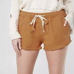 Billabong  Coast Line Denim Shorts S Tan Orange Low Rise Frayed Hem Beach Coastal Photo 0