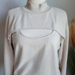 Anthropologie , New, T.La Ivory Cut-out Funnel Neck Sweatshirt Top Size Medium Photo 5