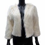 Xtraordinary  Ivory Faux Fur Cropped Jacket Women's Size M Open Front Coat Photo 0