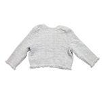 Ann Taylor  Textured Fringe Cardigan Sweater Light Gray Silver Metallic Sparkle L Photo 3