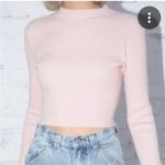 Brandy Melville  Brett Top Ribbed Cropped Long Sleeve One Size Small Pink Photo 2