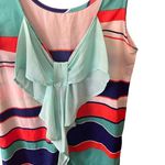 Black Bead  Mint & Orange Striped Bow Back Sleeveless Dress Womens Large Photo 4