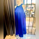 NWOT Royal Blue Woman’s Dress. Light Sleeveless Halter Neck Crepe Midi Dress Photo 9