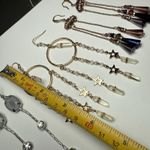 Long Dangle Drop Pierced Earrings Bead / Rhinestone Mixed Lot Of 3 Photo 2