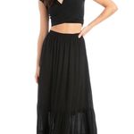 Hard Tail Two Tiered Maxi Skirt Black Size M Photo 0