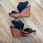 Lucky Brand Women's Latella Platform Wood Wedge Sandals Black Slingback Size 10 Photo 1