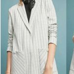 Anthropologie Harlyn  Entrepreneur Longline Pinstripe Blazer Trench Coat Large Photo 0