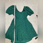 Altar'd State Altar’d State Cecelia Mini Milkmaid Dress Bow Jacquard Puff Sleeve Green Large Photo 9