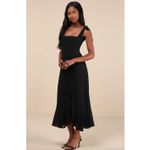 Lulus NEW  Summer Invite Black Tie Strap Tiered Midi Dress Cocktail Party XL Photo 1